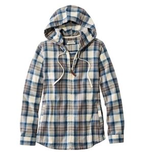 Women's Scotch Plaid Flannel Shirt, Relaxed Zip Hoodie, size medium